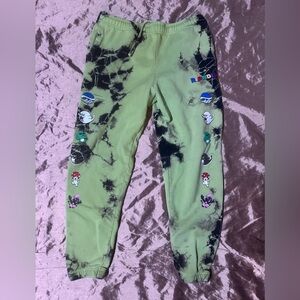 Rare RipnDip Green Tie Dye Psychedelic Super Mario size XL Heavy Sweatpants blue